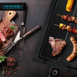 Arendo Tischgrill Elektrisch – XXL Elektrogrill Party Grill - Abnehmbare Platte - Fettauffangschale – Für BBQ, Steaks, Würstchen, Fisch, Gemüse Etc. – Indoor Und Outdoor - BPA-frei -Günstiges Laube Lust Geschäft 99848fd235f3801bfbfa00429a5e26c3