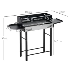 Outsunny Holzkohlegrill Campinggrill Mit Grillrost Und Rotisserie-Kit Klappbar Faltbar Camping Garten BBQ Rostfreier Stahl+Metall Schwarz 118 X 32 X 90 Cm -Günstiges Laube Lust Geschäft 99eb4d5055065371881d59774a56f0c0