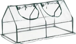 Mini Gewächshaus Laubach 120x60x60cm Foliengewächshaus Für Draußen Treibhaus Mit Reißverschluss Und 2 Fenstern Transparent