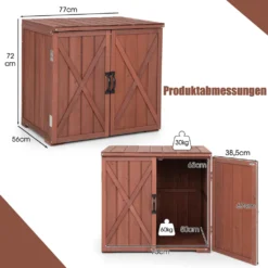 COSTWAY Gartenschrank Holz, Lagerschrank Garten, Holzschrank Mit Doppeltüren Und Griffen, Geräteschrank Gerätehaus Geräteschuppen, Schuppen Schrank, Werkzeugschrank Braun, 77 X 56 X 72 Cm -Günstiges Laube Lust Geschäft 9a89c9406c51e48b0e345b1074d721ab
