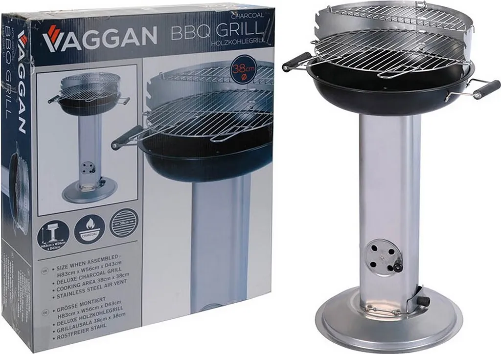 Vaggan Vaggan Edelstahl-Luxus-Holzkohlegrill Mit Aufbewahrungsgestell - 83 Cm - Grillfläche 38x38 Cm 3 Vaggan Vaggan Edelstahl-Luxus-Holzkohlegrill Mit Aufbewahrungsgestell - 83 Cm - Grillfläche 38x38 Cm