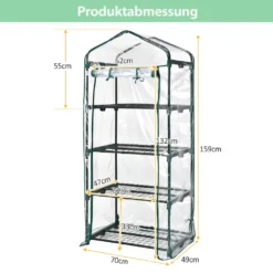COSTWAY Mini Gewächshaus Mit 4 Etagen, Foliengewächshaus Winterfest, PVC Gewächshausabdeckung, Anzuchthaus Mit Reißverschluss, Gartenhaus Für Garten Balkon Outdoor (70x49x159cm, Transparent) -Günstiges Laube Lust Geschäft 9bb0f9e76f0db103232d9ed9ff9d5eb1