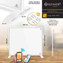 KESSER® Infrarotheizung Energiesparend Infrarot 2in1 Standgerät & Wandmontage Elektroheizung Mit Fernbedienung Thermostat & App-Steuerung Timer Elektrisch Heizpaneel Heizung Konvektor Standfüße, Farbe:Weiß, Größe:350W -Günstiges Laube Lust Geschäft 9d8731ba456274b91a074c88e093a3f3