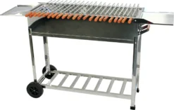 Walexo Familien Grill Mangal Mit Rollen, Inkl. 22 Spieße Aus Edelstahl Und Kasan Halter