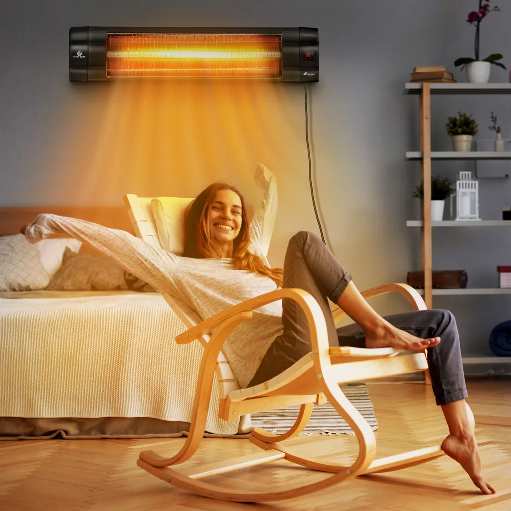 TRESKO Infrarot Heizstrahler 2500W Schwarz Mit Fernbedienung & Timer | Wärmestrahler Terrasse Elektrisch Mit 3 Heizstufen | Terrassenstrahler Innen & Außen | Wand-Infrarotstrahler Mit LED-Anzeige Quarzstrahler Wickeltischstrahler 9 TRESKO Infrarot Heizstrahler 2500W Schwarz Mit Fernbedienung & Timer | Wärmestrahler Terrasse Elektrisch Mit 3 Heizstufen | Terrassenstrahler Innen & Außen | Wand-Infrarotstrahler Mit LED-Anzeige Quarzstrahler Wickeltischstrahler – Bild 7