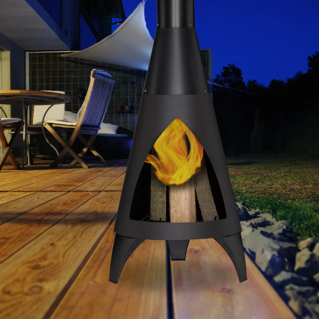 Relaxdays Terrassenofen Mit Schürhaken Schwarz 4 Relaxdays Terrassenofen Mit Schürhaken Schwarz – Bild 2