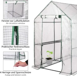 ONVAYA® Foliengewächshaus Günni Mit Regalen & Fenster | Gewächshaus Aus Folie Für Den Garten | Anzuchthaus | Stabil, Winterfest & UV-beständig | 188 X 130 X 190 Cm -Günstiges Laube Lust Geschäft a2a6ba49ff549291bc1a3b50fcb9b58d