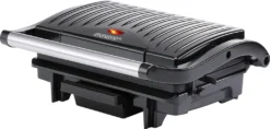 Monzana Kontaktgrill Antihaftbeschichtete Grillplatten Herausnehmbare Auffangschale Cool-Touch-Griff 1500 W Panini Toaster Grill Sandwichmaker Schwarz