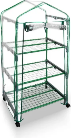 Berlan Mini Gewächshaus 69 X 49 X 125 Cm - 3 Etagen Mit Rollen Für Balkon