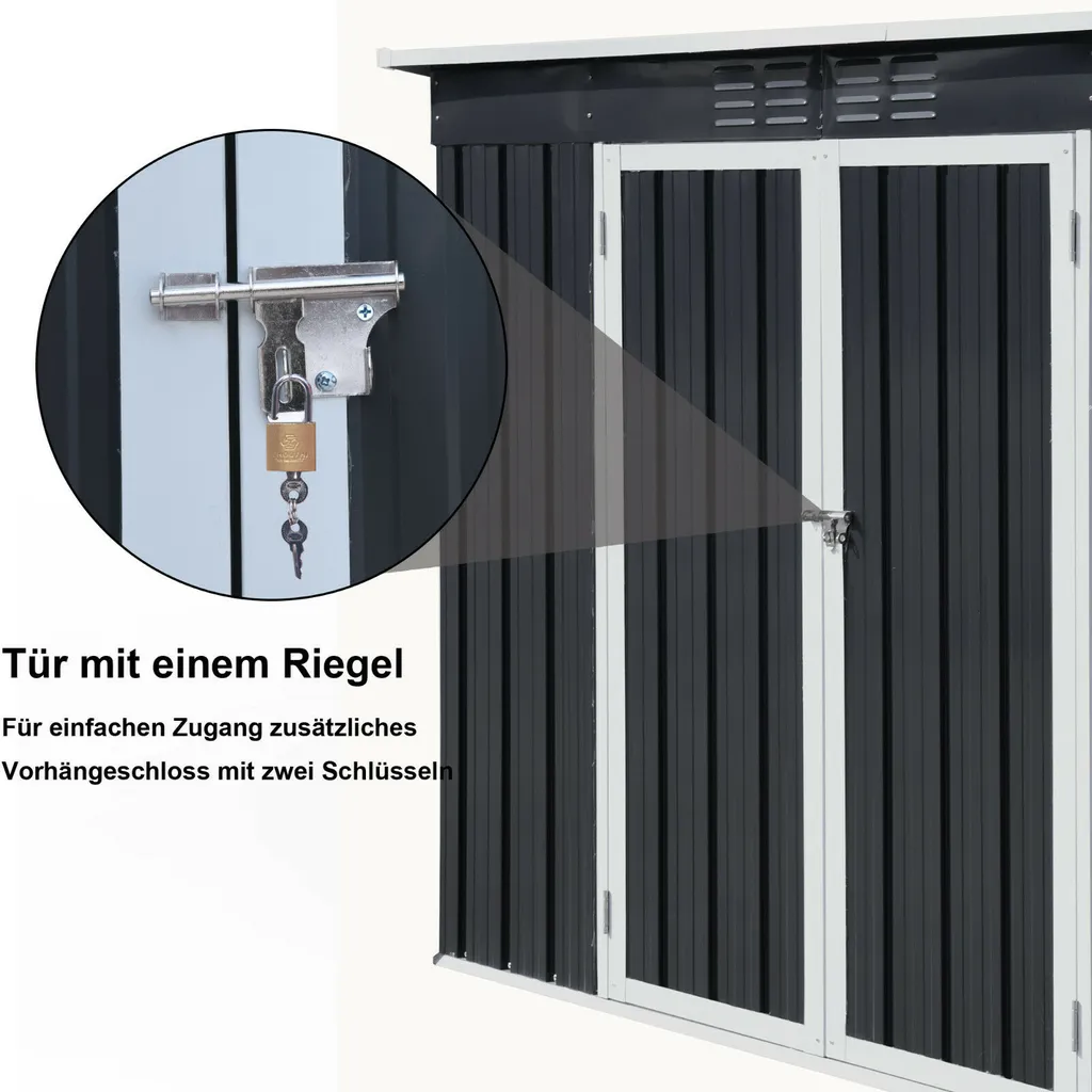 Metall-Gartenhaus Juan, Metall Gartenhaus Juan Geräteschuppen Geräteschrank Gerätehaus Pultdach Doppeltür 8 Metall-Gartenhaus Juan, Metall Gartenhaus Juan Geräteschuppen Geräteschrank Gerätehaus Pultdach Doppeltür – Bild 6