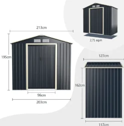 COSTWAY Gerätehaus Metall, 213x127x195 Cm, Geräteschuppen Abschließbar, Gartenhaus Mit 4 Luftschlitzen & Schiebetür, Garten Schuppen Für Rasenmäher Fahrräder, Metallschuppen Geräteschuppen Outdoor -Günstiges Laube Lust Geschäft a5ed53cbdce8cadc0b863bc318c25d04
