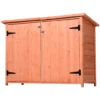 Outsunny Gartenhaus, Gerätehaus Mit 3 Fächern, Geräteschuppen Mit Fachböden, 2 Türen, Asphaltdach, Massivholz Natur 128 X 50 X 82/90 Cm