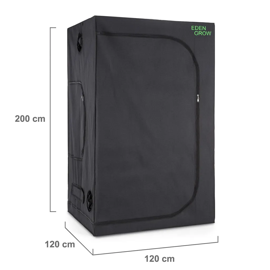 OneConcept Eden Grow L - Growschrank , Growzelt , Growbox , Größe L , 120x120x200 Cm , 2 X Belüftungszugang , Zuluftklappen , Lichtundurchlässiges Gewebe , Reflektierende Innenbeschichtung , Schwarz 4 OneConcept Eden Grow L - Growschrank , Growzelt , Growbox , Größe L , 120x120x200 Cm , 2 X Belüftungszugang , Zuluftklappen , Lichtundurchlässiges Gewebe , Reflektierende Innenbeschichtung , Schwarz – Bild 2