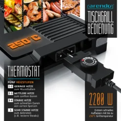 Arendo Tischgrill Elektrisch – XXL Elektrogrill Party Grill - Abnehmbare Platte - Fettauffangschale – Für BBQ, Steaks, Würstchen, Fisch, Gemüse Etc. – Indoor Und Outdoor - BPA-frei -Günstiges Laube Lust Geschäft ad2c51d11327413551da3af7c715f5e3