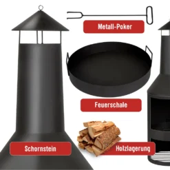 BBQ Collection Gartenkamin - Mit Schornstein - Outdoor-Ofen - 134 X 44,5 CM - Mit Schürhaken - Schwarz -Günstiges Laube Lust Geschäft af4196cf9880545ebb2614ab979a666f
