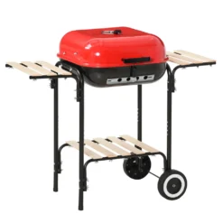 Outsunny Kohlegrill Grillwagen Grillstation Standgrill Mit Windschutz 3 X Ablagefach Metall Rot 98 X 49 X 81 Cm -Günstiges Laube Lust Geschäft af5b7c9b7e58b3edadf1663d565c016b