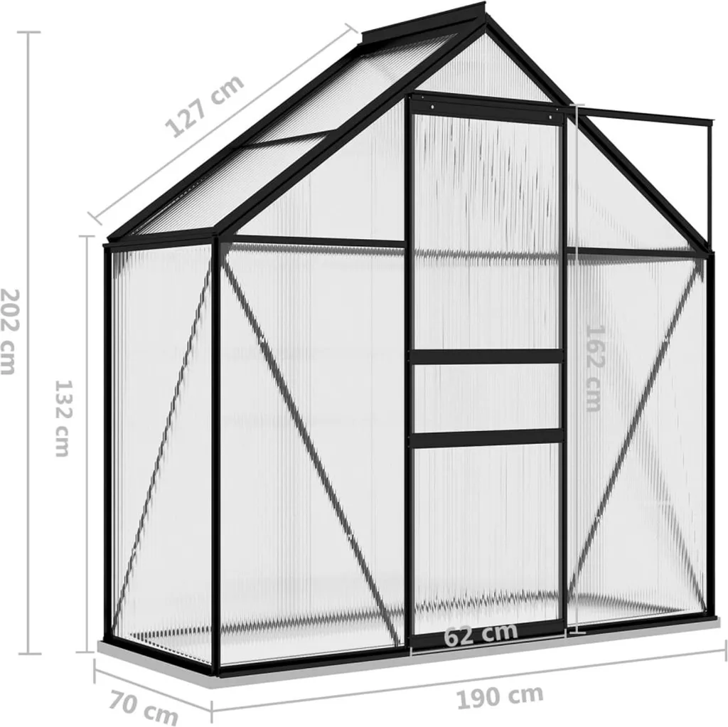 VIDAXL Gewaechshaus Anthrazit Aluminium 1,33 M2 10 VIDAXL Gewaechshaus Anthrazit Aluminium 1,33 M2 – Bild 8