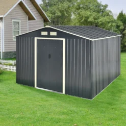 Gartenschuppen 277x319x192cm Aus Metall Gerätehaus Mit Metallrahmen Dunkelgrau -Günstiges Laube Lust Geschäft afde1d38699e8a2b1687c139263cd5bc