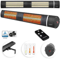 Monzana Infrarot Heizstrahler MZH3000 Goldröhre 3000W 3 Heizstufen Fernbedienung Terrassenstrahler Elektrisch , Farbe:schwarz -Günstiges Laube Lust Geschäft b0b2aa76bad0d018c20d93d07f3183ee