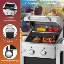 ProfiCook Gasgrill, Mit Klappbaren Seitentischen, 2 Edelstahlbrenner, Stufenlose Temperatursteuerung, Inkl. Temperaturanzeige, Balkon-Grill, Grillfläche: 43 X 39 Cm, PC-GG 1255 15 ProfiCook Gasgrill, Mit Klappbaren Seitentischen, 2 Edelstahlbrenner, Stufenlose Temperatursteuerung, Inkl. Temperaturanzeige, Balkon-Grill, Grillfläche: 43 X 39 Cm, PC-GG 1255 -Günstiges Laube Lust Geschäft b0d3f99e3f8c5fc57444ce407afd22b9