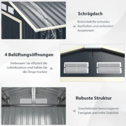 COSTWAY Gerätehaus Metall, 213x127x195 Cm, Geräteschuppen Abschließbar, Gartenhaus Mit 4 Luftschlitzen & Schiebetür, Garten Schuppen Für Rasenmäher Fahrräder, Metallschuppen Geräteschuppen Outdoor -Günstiges Laube Lust Geschäft b0de253fe9a7bc524029b87dd6144fef