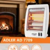 Adler Heizstrahler Halogen Infrarot Quarzheizstrahler 2 Heizstufen 400 Und 800 Watt Kippschutzschalter