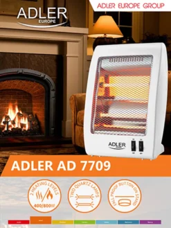 Adler Heizstrahler Halogen Infrarot Quarzheizstrahler 2 Heizstufen 400 Und 800 Watt Kippschutzschalter