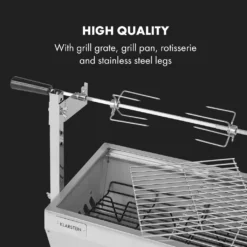 Klarstein Sauenland Mini Rotisserie-Grill ,Drehspieß ,Elektromotor: 4 Watt ,max. Beladung: 12 Kg ,höhenverstellbar ,Grillrost, Grillwanne, Drehspieß Und Standbeine Aus Edelstahl ,neues Standbein-Design Für Noch Besseren Halt ,silber -Günstiges Laube Lust Geschäft b422c42ded8c85294fd39c6bef226490