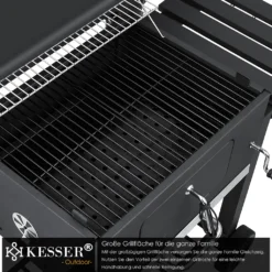KESSER® Grill Grillwagen XXL Holzkohlegrill Mit Deckel, Rädern, Edelstahl-Griff, Grillrost Und Thermometer Holzkohle Kohlegrill Wagen Groß Kohle BBQ Barbeque Camping, Terrasse, Garten, Farbe:Grau -Günstiges Laube Lust Geschäft b5655ed52869d18b13d7b1f8c1c55478