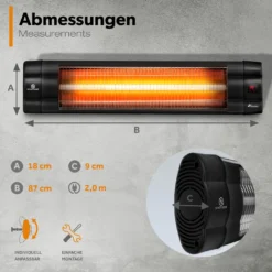 TRESKO Infrarot Heizstrahler 2500W Schwarz Mit Fernbedienung & Timer | Wärmestrahler Terrasse Elektrisch Mit 3 Heizstufen | Terrassenstrahler Innen & Außen | Wand-Infrarotstrahler Mit LED-Anzeige Quarzstrahler Wickeltischstrahler 13 TRESKO Infrarot Heizstrahler 2500W Schwarz Mit Fernbedienung & Timer | Wärmestrahler Terrasse Elektrisch Mit 3 Heizstufen | Terrassenstrahler Innen & Außen | Wand-Infrarotstrahler Mit LED-Anzeige Quarzstrahler Wickeltischstrahler -Günstiges Laube Lust Geschäft b606ca2f5dc1cc4bf1eecbea23cca4aa