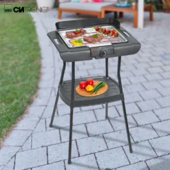 Clatronic BQS 3508 Barbecue-Standgrill, Verchromter Grillrost, Windschutz, Zwischenablage, Cool Touch-Gehäuse, Schwarz, 2000 Watt -Günstiges Laube Lust Geschäft b62a327cfb45aba733e51f139a9c4937