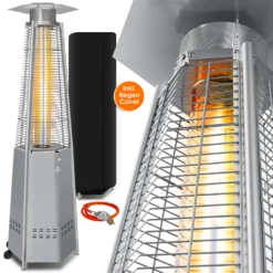 KESSER® Heizstrahler Pyramide Für Terrasse Terrassenheizer Gas 12,5 KW Gasheizstrahler Gasheizer , Wärmestrahler, Heizgerät, Inkl. Schutzhülle , Mit Gasschlauch Druckminderer , Wärmeabzug Edelstahl , Farbe:Grau -Günstiges Laube Lust Geschäft b77c91b25f2e6491196f986282ee537a