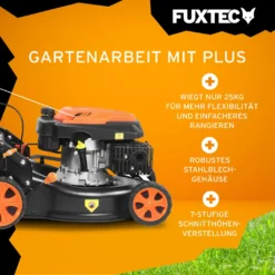 FUXTEC Benzin Rasenmäher | 3,5PS Motormäher | Benzinmäher Mit 40L Fangkorb-Volumen | 430mm | 146ccm | 25kg | Bis 400m² | FX-RM4346ECO -Günstiges Laube Lust Geschäft b7c4546db87bc78de9c00a774078855a