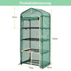 COSTWAY Mini Gewächshaus Mit 4 Etagen, Foliengewächshaus Winterfest, PVC Gewächshausabdeckung, Anzuchthaus Mit Reißverschluss, Gartenhaus Für Garten Balkon Outdoor (70x49x159cm, Grün) -Günstiges Laube Lust Geschäft b834513af70342a66c44f3d2444674ae
