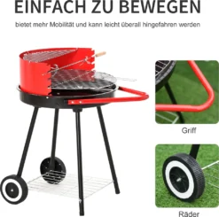 Outsunny Holzkohlegrill Rundgrill Standgrill Auf Rollen Mit Ablage Rost BBQ Metall Rot L70 X B51 X H75,5cm 16 Outsunny Holzkohlegrill Rundgrill Standgrill Auf Rollen Mit Ablage Rost BBQ Metall Rot L70 X B51 X H75,5cm -Günstiges Laube Lust Geschäft b9a7f95971598620e6d5447dd4e3a90c