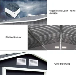 GOPLUS Gerätehaus 213x127x185cm, Geraetehaus Metall, Schuppen Gartenhaus Geraeteschuppen Inkl. Metallfundament Aus Stahl, Grau -Günstiges Laube Lust Geschäft b9aab0ae2b179d99cdecbdf5e3234ca2