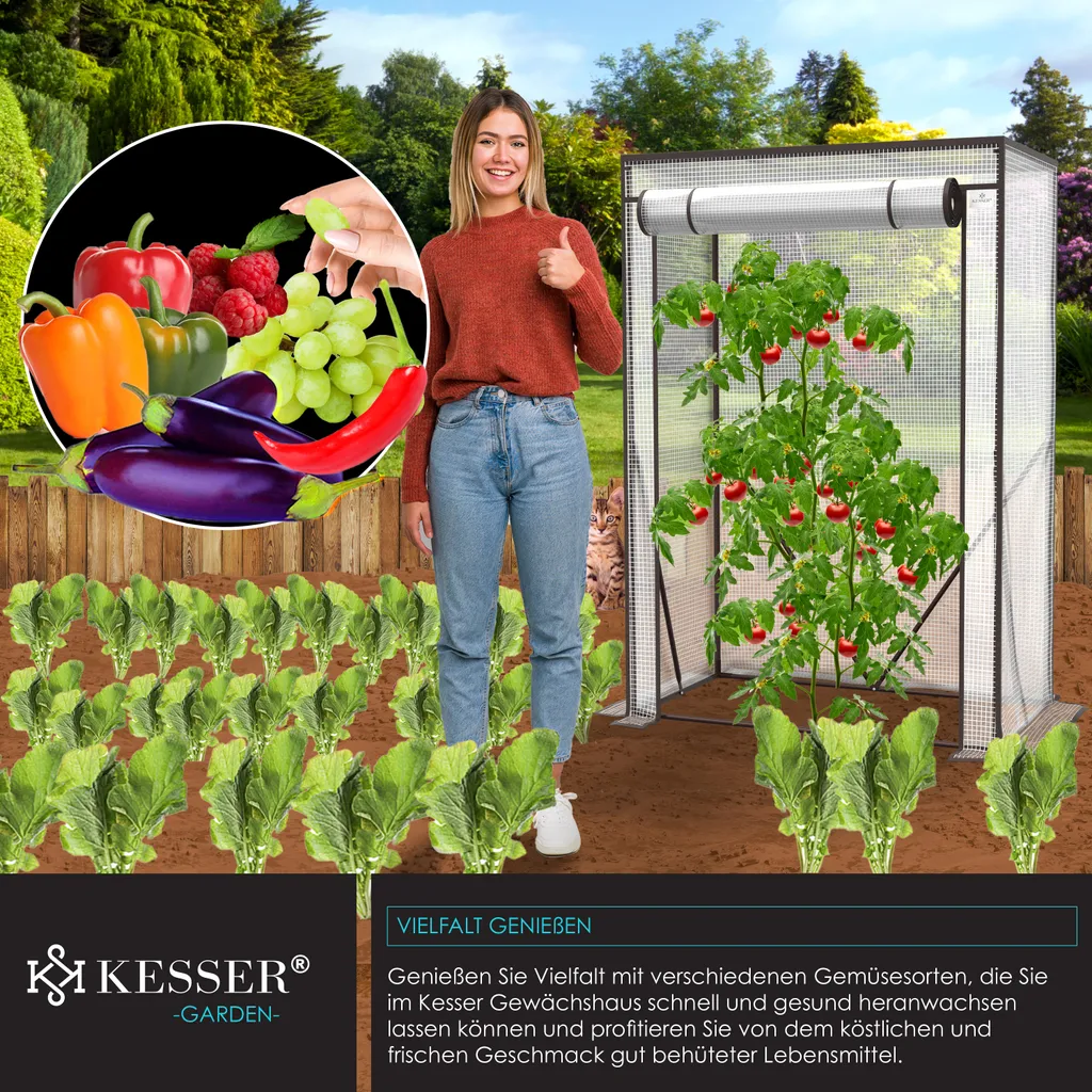 KESSER® Premium Tomatengewächshaus Foliengewächshaus, Gewächshaus Klein, Tomatenhaus, Treibhaus Mit Tür Zum Aufrollen - 100 X 50 X 150 Cm Frühbeet, Gemüse, Blumen, Obst, Garten, Farbe:Transparent, Größe:100 X 50 X 150 Cm 8 KESSER® Premium Tomatengewächshaus Foliengewächshaus, Gewächshaus Klein, Tomatenhaus, Treibhaus Mit Tür Zum Aufrollen - 100 X 50 X 150 Cm Frühbeet, Gemüse, Blumen, Obst, Garten, Farbe:Transparent, Größe:100 X 50 X 150 Cm – Bild 6