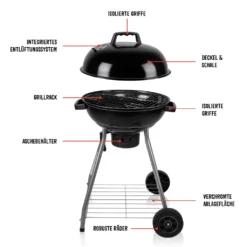 BBQ Collection Holzkohlegrill, Kugelgrill Rundgrill Ø 45 X 83 Cm Mit Deckel, Stabiler Standgrill Auf Rädern Mit Abnehmbarem Aschekasten & Ablagegitter, Schwarz -Günstiges Laube Lust Geschäft bb62d313676e4993935e21d9577a4c7c
