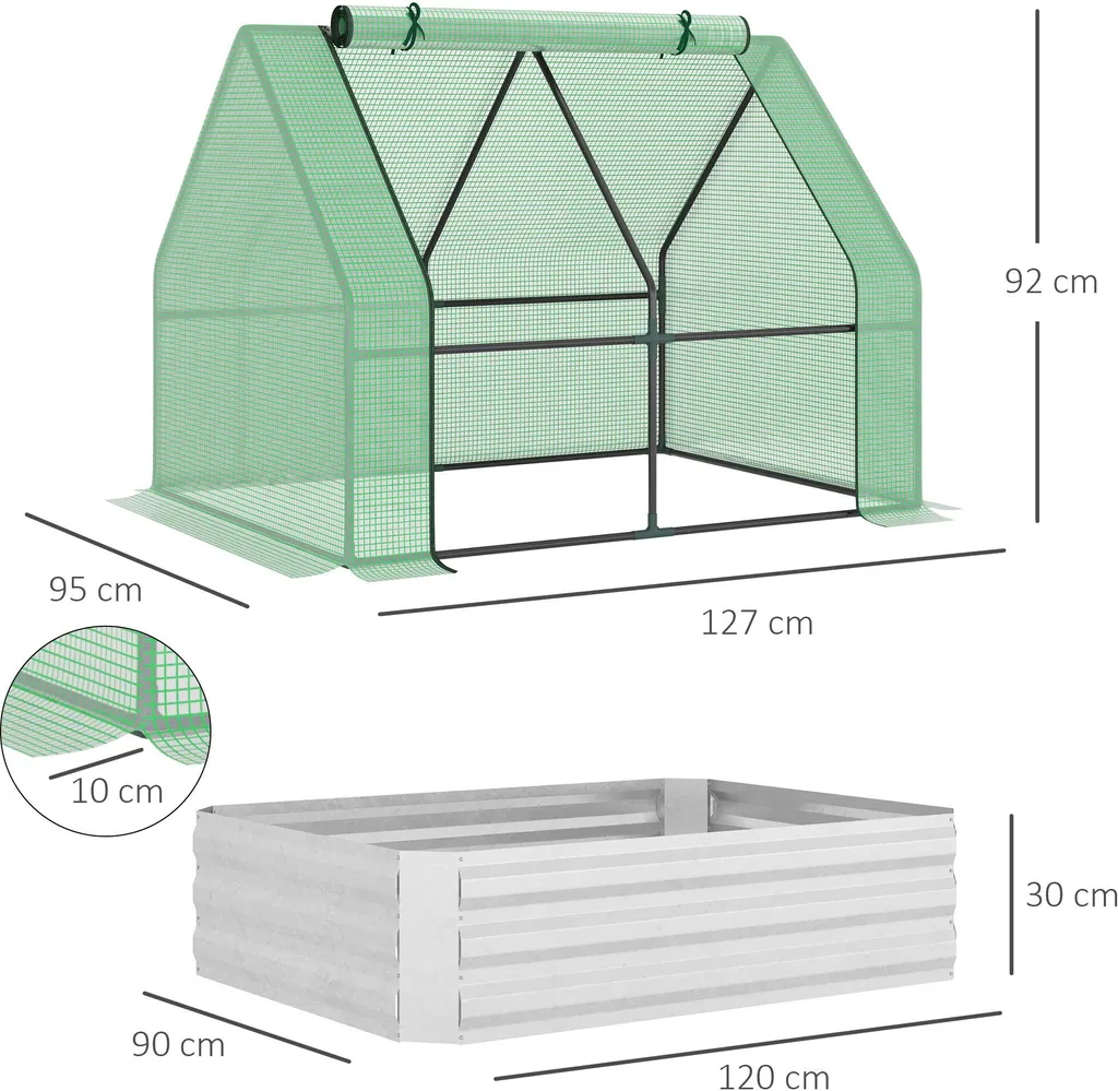 Outsunny Foliengewächshaus Frühbeet Mit Tür Zum Aufrollen Gewächshaus Treibhaus Tomatenhaus 127 X 95 X 92 Cm Grün 5 Outsunny Foliengewächshaus Frühbeet Mit Tür Zum Aufrollen Gewächshaus Treibhaus Tomatenhaus 127 X 95 X 92 Cm Grün – Bild 3