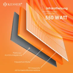 Kesser® Infrarotheizung Infrarot Wandheizung Heizung Heizkörper Heizpaneel 425-550W, Watt:1x 550 Watt -Günstiges Laube Lust Geschäft bcc7a702e9f9327b9807bd76c0c41819