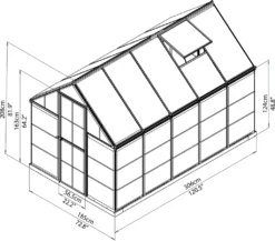 Palram Aluminium Gewächshaus 1,9x3,1 M Set Hybrid 6x10 Grau Treibhaus Anzuchthaus Tomatenhaus Pflanzhaus