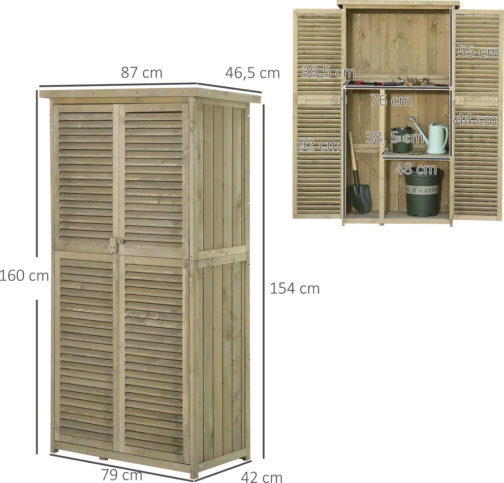 Outsunny Geräteschuppen Gerätehaus Geräteschrank Schuppen Garten 4 Fächer Grau 87 X 46,5 X 160cm 5 Outsunny Geräteschuppen Gerätehaus Geräteschrank Schuppen Garten 4 Fächer Grau 87 X 46,5 X 160cm – Bild 3