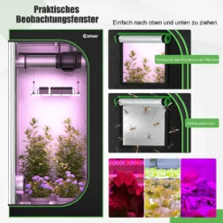 COSTWAY 90x90x180cm Growbox Pflanzenzelt Gewächshaus Mit Bodenwanne Aufbewahrungstasche Beobachtungsfenster & Doppelter Belüftung -Günstiges Laube Lust Geschäft bddca259b792bafd4d5b66e19781951d