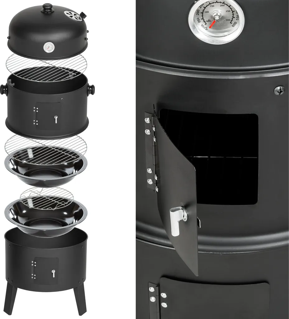 Tectake Holzkohlegrill Räuchertonne 3 In 1 - Schwarz 10 Tectake Holzkohlegrill Räuchertonne 3 In 1 - Schwarz – Bild 8