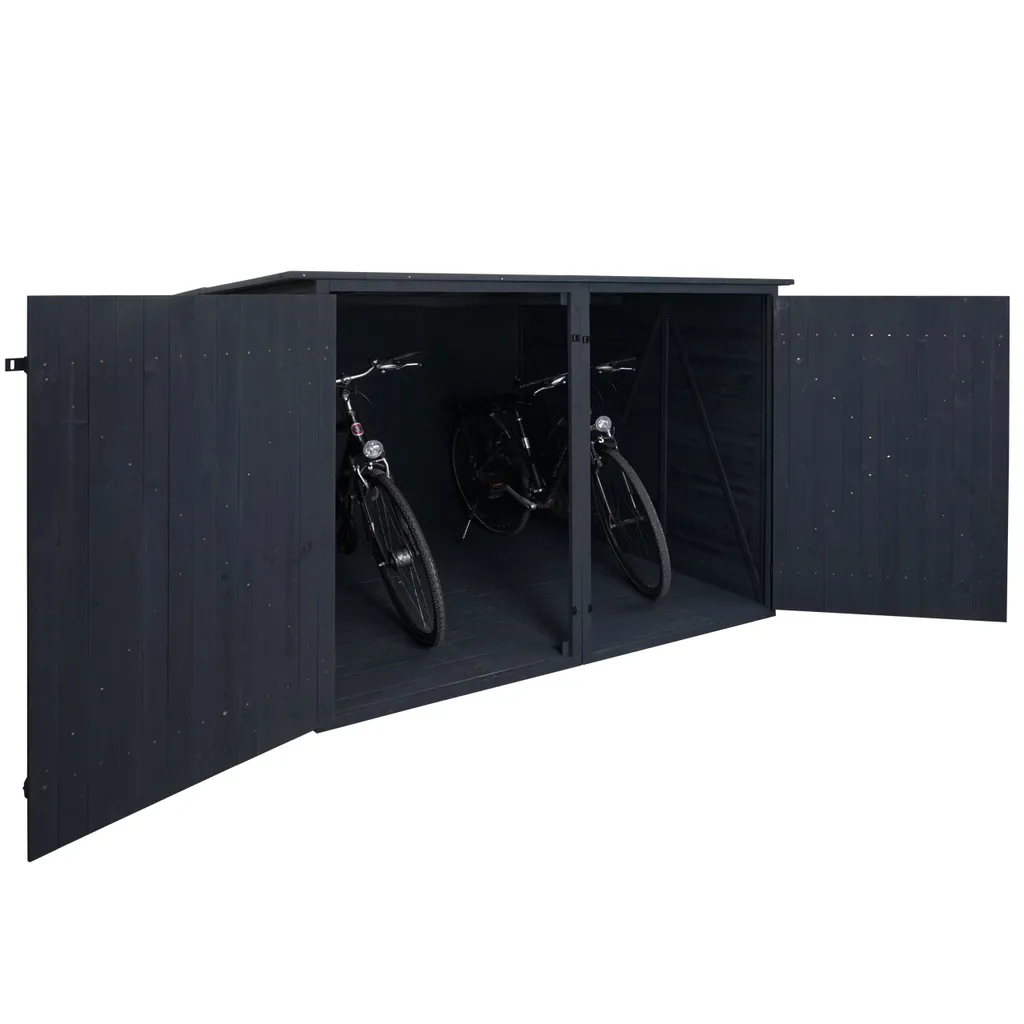 2er-Fahrradgarage HWC-H60, Fahrradbox Geräteschuppen Gerätehaus, Abschließbar 151x200x200cm Anthrazit 3 2er-Fahrradgarage HWC-H60, Fahrradbox Geräteschuppen Gerätehaus, Abschließbar 151x200x200cm Anthrazit