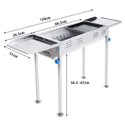 BIGZZIA Grill Aus Edelstahl, 2 In 1 Tragbarer Holzkohlegrill Mit Brat- Und BBQ-Funktion, Höhenverstellbarer Grill Holzkohle Mit Doppelseitiger Ablagefläche, Idealer BBQ-Grill Für Camping, Garten -Günstiges Laube Lust Geschäft bee3fba7d0bef1fc78304bcd70a82019