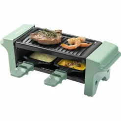 Bestron Raclette Für 1 Bis 2 Personen, Mini Tischgrill Mit Zwei Pfännchen Und Zwei Holzschabern, 350 Watt, Farbe: Grün/Schwarz -Günstiges Laube Lust Geschäft bfe57abb0d60301e92d04775611b98d4