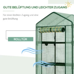Outsunny Mini-Gewächshaus Anzuchtgewächshaus Mit Folienabdeckung Und 3 Regalböden Regale Rolltür Gemüsebeet Grün 69 X 49 X 125 Cm -Günstiges Laube Lust Geschäft c01823de707cdfbad264241cb4bd2839