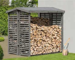 Kaminholzregal / Brennholzregal Flammo L BIG KI Grau 208x75x200cm -Günstiges Laube Lust Geschäft c0cd76f68d22cadbac119644bd4b6966