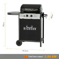 BIGHORN Gasgrill 2 Brenner Mit Seitenablage, Grillwagen Mit Räder, Warmhalte- Und Grillrost -Günstiges Laube Lust Geschäft c124d40590cac5c8c666b66f841ff36a